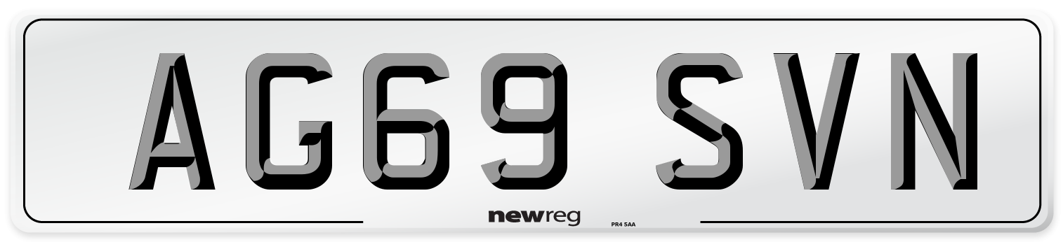 AG69 SVN Number Plate from New Reg